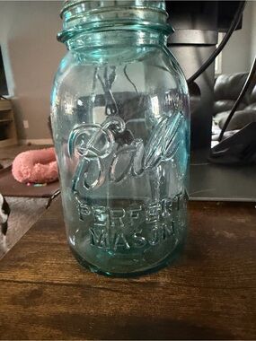 Ball Vintage Aqua Mason Jar Vase - Decorative Home Accent